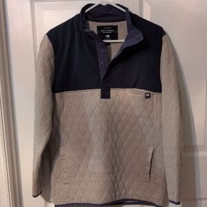 Southern Marsh Two-Tone Quilted Pullover - Navy and Tan